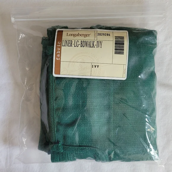 Longaberger Large Boardwalk Basket Liner, Ivy, New Condition - Picture 5 of 6